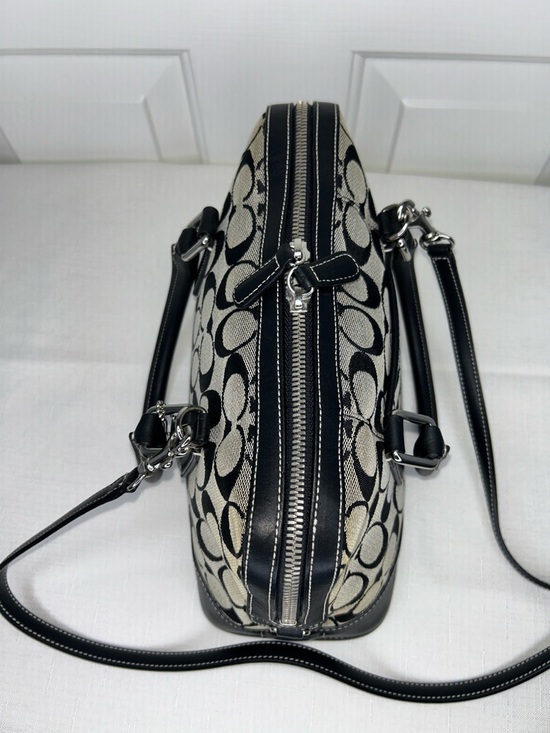 Coach Vintage Black Satchel with Leather Trim and Chrome Hardware - Picture 8 of 16